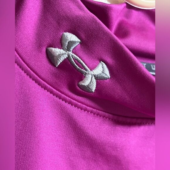 Under Armour UA ColdGear Pink Fitted Mock Compression Shirt Long Sleeve Sz L - Picture 3 of 7